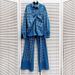 Women's Clothing design heavy diamond plaid denim shirt top loose hot diamond casual jeans suit_ecoleips.com