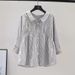 Women's Clothing Spring And Autumn Small Fresh Light Blue Vertical Striped Shirt Female Design Waist Long Sleeve Loose Top_ecoleips.com