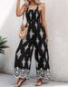 Women's Clothing Positioning Printing Women's Summer New Suspenders Pocket Wide Leg Jumpsuit_ecoleips.com