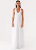 Women's Solid Color Satin Sleeveless V Neck Halter Dress Backless Tie Up Slim Long Dress Summer New Style Sexy_ecoleips.com