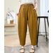 Suitable For All Seasons 2025 Summer New Elastic Waist Loose Slimming Harem Artistic Patchwork Solid Color Linen Casual Pants For Women_ecoleips.com