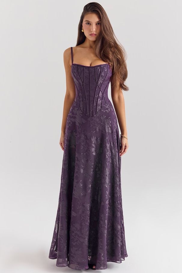 New Strap European And American Style Sheer Formal Dress Women's Floral Lace Appliqué Long Ball Gown_ecoleips.com