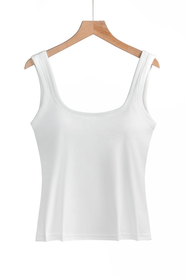 Foreign Trade Cross-border European And American Style Women's Wide-shoulder Square-neck With Fixed Cups, Solid Color,_ecoleips.com