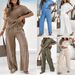 Women's Clothing 2 Piece Set Large Size Embroidered Casual Suit High Waist Loose Pants_ecoleips.com