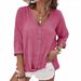Women's Clothing V Neck Pullover Short Sleeved Loose Fitting Women's Shirt Casual Women's Top_ecoleips.com