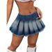 Women's Clothing Denim Pleated Mini Skirt Frayed Edges European And American Style Women's Bottoms_ecoleips.com