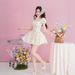 Sweet Floral Lace Mini Dress – Cottagecore Style, Puff Sleeves & Square Neck (S/M/L, High Waist & Ruffle Hem)_ecoleips.com