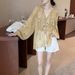 Verve GRACETINAHOO Summer French Style Lazy Sunscreen Dyed Floral Silk Wrinkle Texture Lightweight Versatile Shirt_ecoleips.com