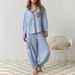 2025 New Autumn . Women's Casual Homewear Plaid Shirt Set Pajamas Long Sleeve_ecoleips.com