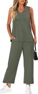 Women's Clothing Women's Summer Travel Outfit V Neck Vest Casual Pants Matching Set For Formal & Casual For Women_ecoleips.com