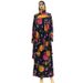 Summer Thin Dubai Style Long Dress Straight Fashion Printed Floral Loose Design Robe Headscarf Two-Piece Set_ecoleips.com