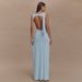 Women's Clothing Round Neck Backless Dress Fashionable Sleeveless Pleated Slit Slim Dress_ecoleips.com