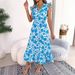 Real Shot European And American Spring Summer Casual Ruffled Floral Waist-Cinching Long Vacation Dress Foreign_ecoleips.com