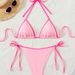Women's Clothing Blue And White Porcelain Print Lace Up Sexy Bikini Split Swimsuit_ecoleips.com
