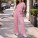 Women's Fashion Red Sporty Two-Piece Set – Oversized T-Shirt & High-Waist Leggings, Slim-Fit Casual Outfit For Gym & Streetwear_ecoleips.com