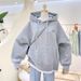 Sweater Women's Fleece Thickened 2026 New Splicing Fake Two Pieces Simple Embroidery Loose Hooded Jacket_ecoleips.com