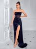 Women's Clothing Dress Women's Summer High End Long Skirt Velvet Tube Top Sexy Party Evening Dress_ecoleips.com
