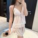 Summer Casual Acetate Camisole Shorts Set With Chest Pads, Women's Home Wear, Lightweight Satin Pajamas_ecoleips.com