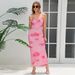 2025 New European American Foreign Trade Women's Fashion Sexy Sweet And Spicy Style Off-Shoulder Mesh Printed Long Strap_ecoleips.com