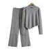 Women's Clothing Fashion Knitted Suit Irregular Turtleneck Sweater Casual Wide Leg Pants Two Piece Suit For Women_ecoleips.com
