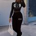 Women's Sporty Cropped Long Sleeved Pant Set Tight Fitting American Style Drawstring Casual Sweatshirt With Pockets_ecoleips.com