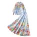 Romantic Floral Print Blouse With Lantern Sleeves & High-Waist Skirt Set – Elegant Casual Outfit For Women_ecoleips.com