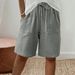 Women's Clothing New Women's Summer Cotton And Linen Solid Color Strap Loose Casual Shorts_ecoleips.com