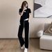 Elegant Casual Sports Suit For Women, Summer Fashionable Youthful, Stylish Short-sleeve T-shirt And Wide-leg Pants,_ecoleips.com