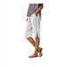 2025 New Women's Casual Loose Pocket Cotton Linen Elastic Waist Five-Point Shorts_ecoleips.com