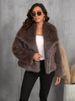 K01 Short Faux Fur Coat With Fox Fur Collar; Fashionable Women's Fur Coat With Plush Fuzziness_ecoleips.com