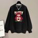 Women's American Style Fleece Lined Thickened Sweatshirt round Neck Loose Fit Fashionable Autumn Winter Top 2023_ecoleips.com