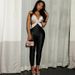 Women's Clothing Color Blocking High Waist Tight Jumpsuit Sexy Cross Back Design Autumn New Fashion_ecoleips.com