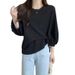 New Lantern T-Shirt For Women, Spring And Autumn 2022, Loose Fit, Versatile, Three-Quarter Sleeve Top, Base_ecoleips.com