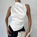 Women's Clothing Summer Satin Shirt For Women Sleeveless Faux Silk Top Stylish Design Simple Camisole Tank Top Women's Clothing_ecoleips.com