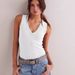 Women's Clothing Women's Tops Tight V Neck Ribbed Knitted Sleeveless Vest_ecoleips.com