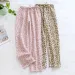 100% Cotton Crepe Leopard Print Pajamas Sweat-absorbent Breathable Home Pants Trousers New Ladies Pants 잠옷_ecoleips.com