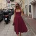 Summer Simple Sexy Solid Color Shoulder Strap Slim Midi Dress for Women European And American Style Cross Border Foreign Trade_ecoleips.com
