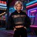 Women's Loose Solid Color Backless Hollow Mesh Patchwork Hoodie Sweatshirt Style Fashion New_ecoleips.com