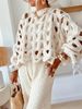 Solid Color Casual Vacation Beach Hollow Hook-up Long-sleeved Sweater Jumper_ecoleips.com