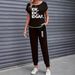 Women's Clothing Color Block Trim Casual Suit Short Sleeve Loose Fit American Style Spring Summer Autumn New_ecoleips.com