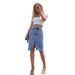 Women's Clothing Simple Denim Skirt Fashionable Hip Wrapped Slit Skirt_ecoleips.com