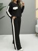Women's Style High-Waisted Color Block Two-Piece Set Spring Summer Casual Long-Sleeved Top_ecoleips.com