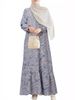 Muslim Women's Clothing Middle Eastern Fashion Robe Spring And Autumn Long Sleeve Geometric Print Ruffle Dress_ecoleips.com