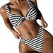 Women's Clothing Split Swimsuit Black And White Contrast Sexy Bikini_ecoleips.com