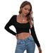 Voya Women's Clothing 2026 European And American New Style Slim-fit Casual Tie-up Ultra-short Super-elastic_ecoleips.com