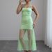 Women's Sexy Solid Color Off Shoulder Halter Mesh Bodycon Midi Dress – Summer Party Gown_ecoleips.com