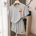Women's Cute Casual Two Piece Set Bear Print Short Sleeve Top And Shorts Summer Outfit Can Be Worn at Home Or out_ecoleips.com