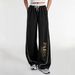 Women's Elegant High-End Wide Leg Pants Spring/Summer Fashion Parisian Commuter English Pattern Print Casual Formal Polyester_ecoleips.com