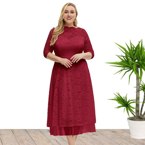 Large Size Women's New Lace Evening Dress High Quality Bridesmaid Dress_ecoleips.com