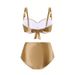 Women's American Style Lace-Up Solid Color Two-Piece Swimsuit High-End Beach Bikini Sleeveless Wire-Free Vacation Sexy Swimwear_ecoleips.com